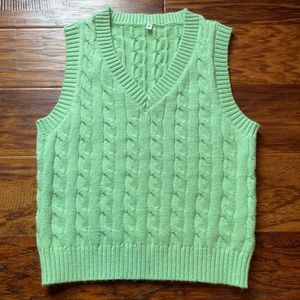 Green cable knit sweater vest